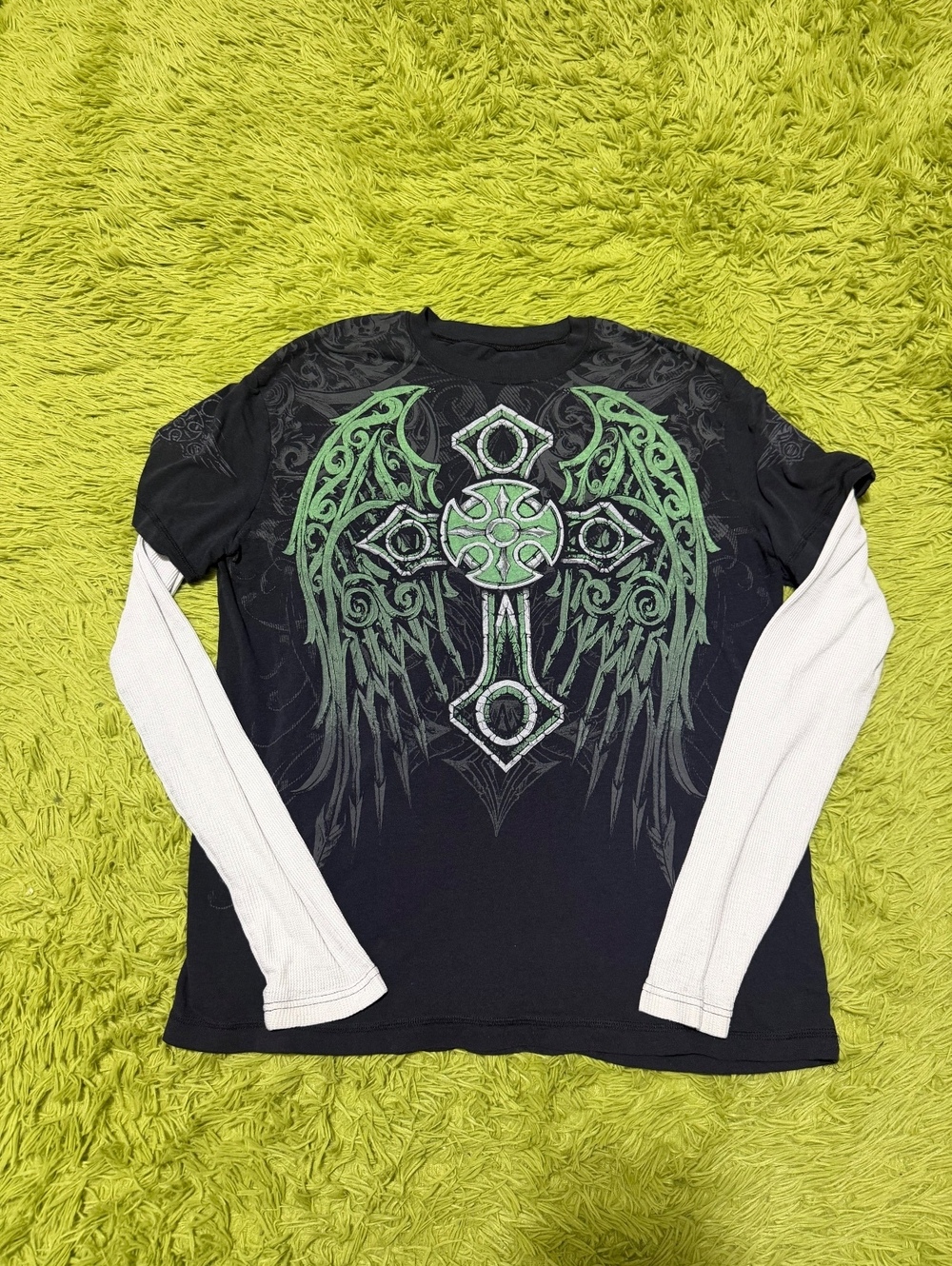 Vintage Y2K MMA Elite Double-Layer Gothic Grunge Graphic T-shirt Size XL Black